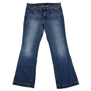 Gap Long Lean Jeans 8 Ankle Y2K Factory Distressed Mid Rise Flare Denim Vtg 2004